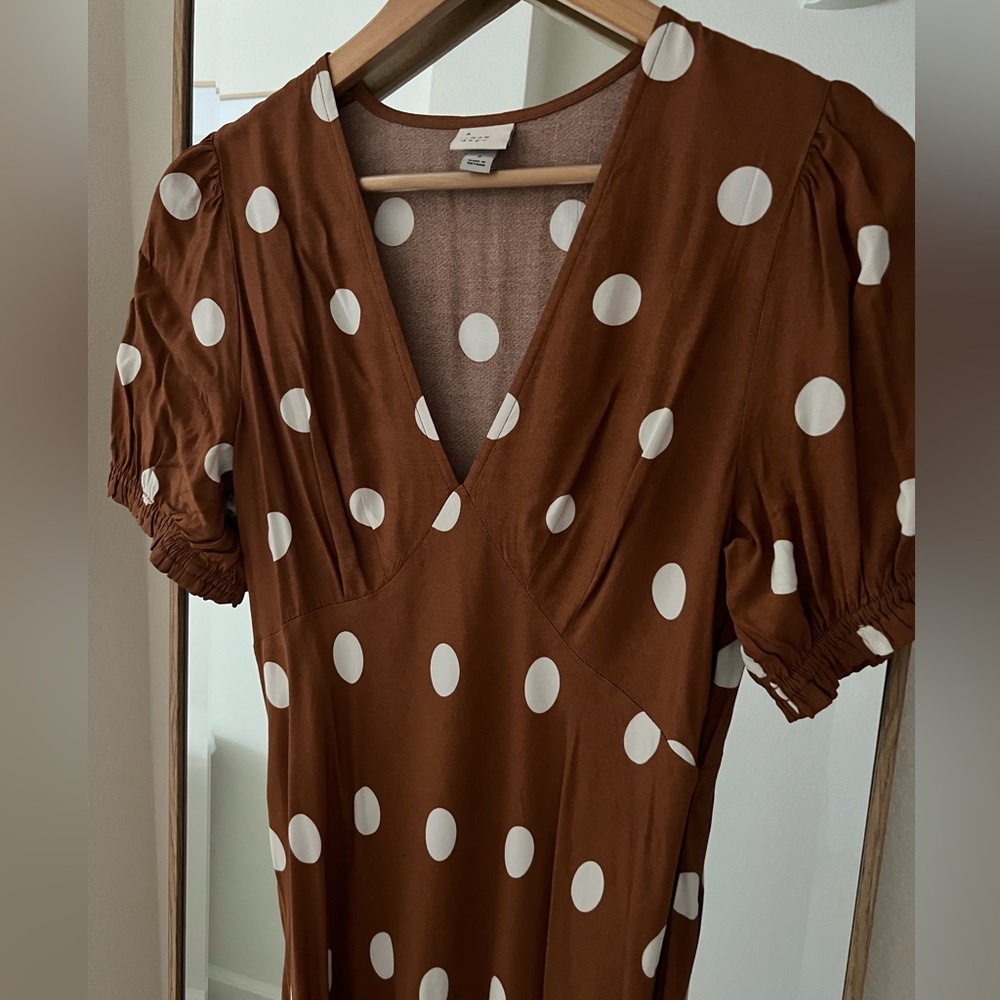 Rust colored polka dot dress